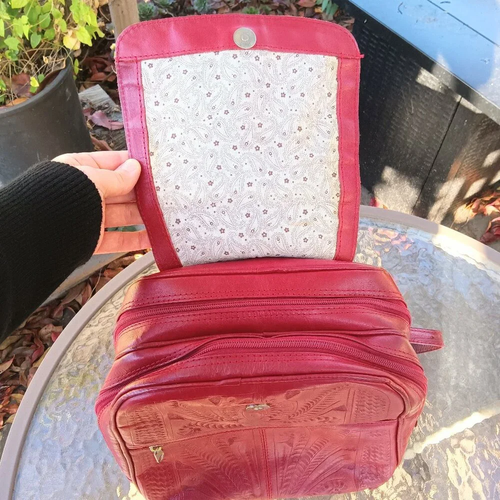 Genuine Leather Ropin West Red Backpack Purse